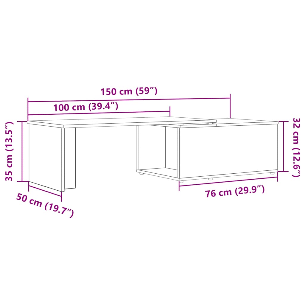 Table basse vieux bois 150x50x35 cm bois d'ingénierie - XIOS