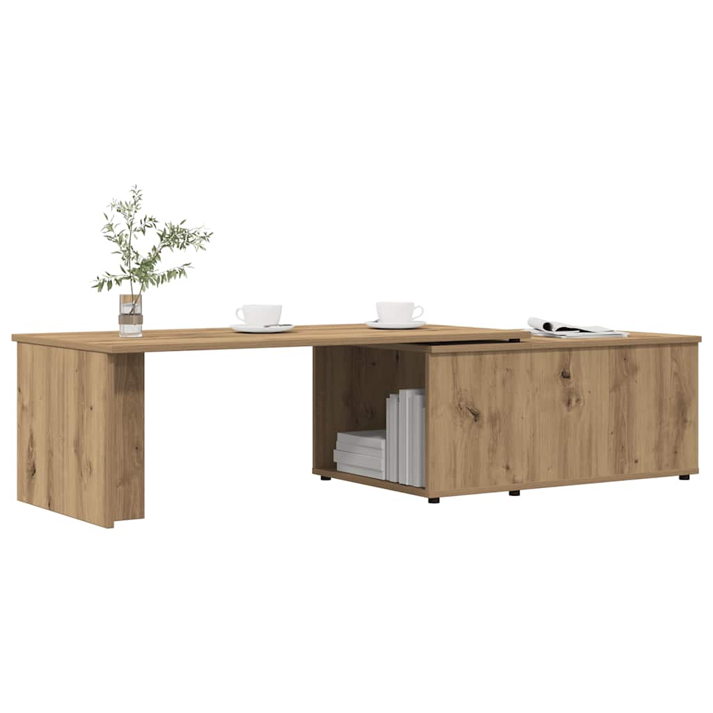 Table basse chêne artisanal 150x50x35 cm bois d'ingénierie