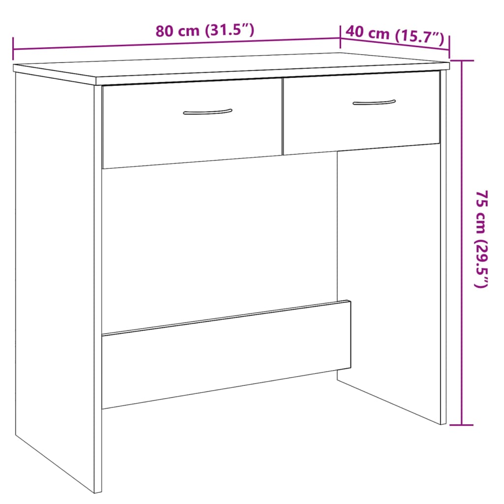 Bureau style vieux bois 80x40x75 cm bois d'ingénierie - XIOS