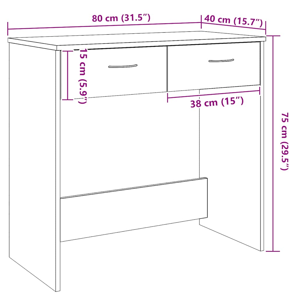 Bureau chêne artisanal 80x40x75 cm bois d'ingénierie - XIOS