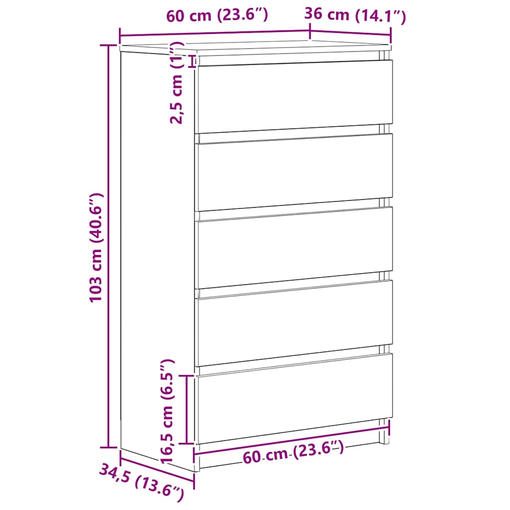 Commode chêne artisanal 60x36x103 cm bois d'ingénierie - XIOS