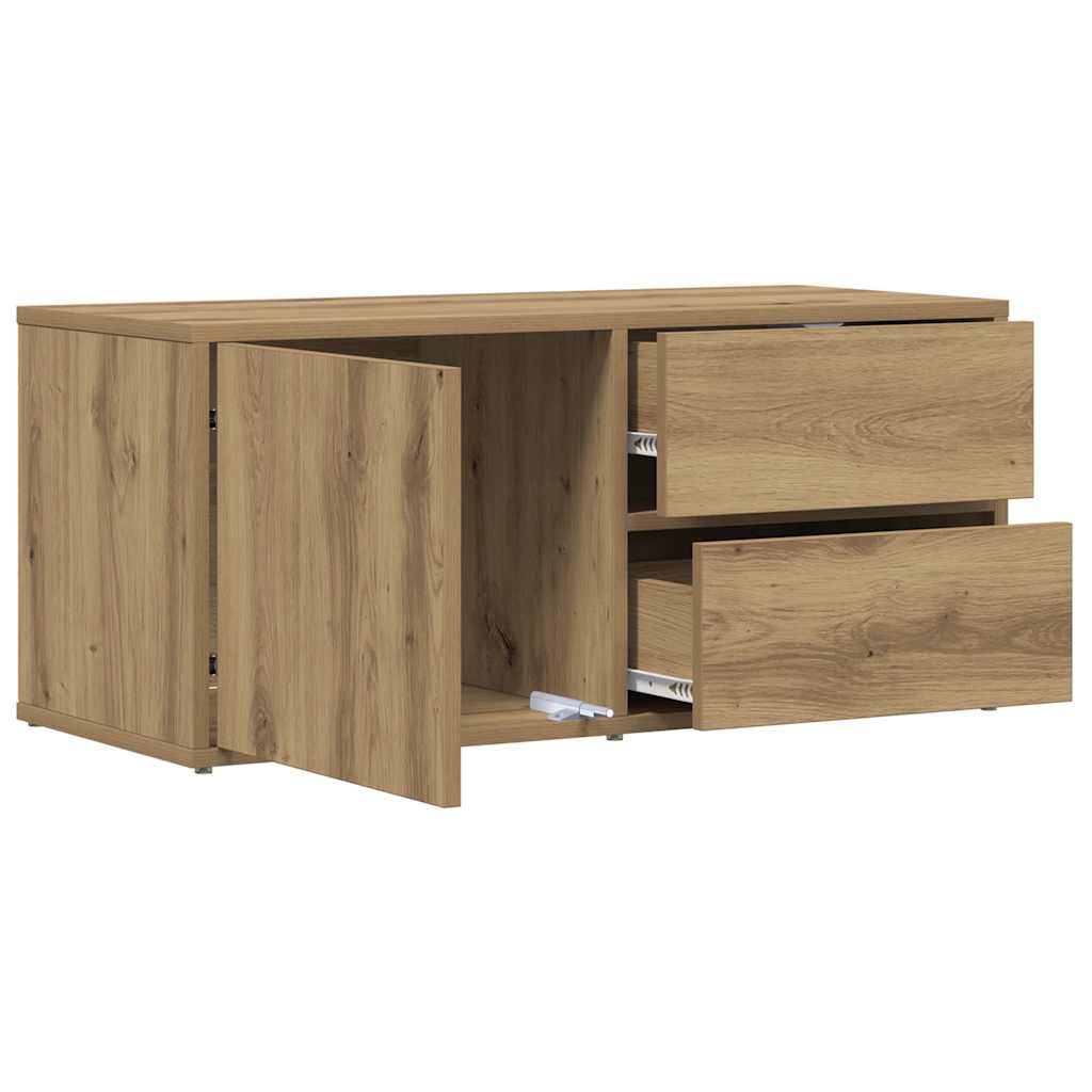 Meuble TV chêne artisanal 80x34x35,5 cm bois d'ingénierie - XIOS