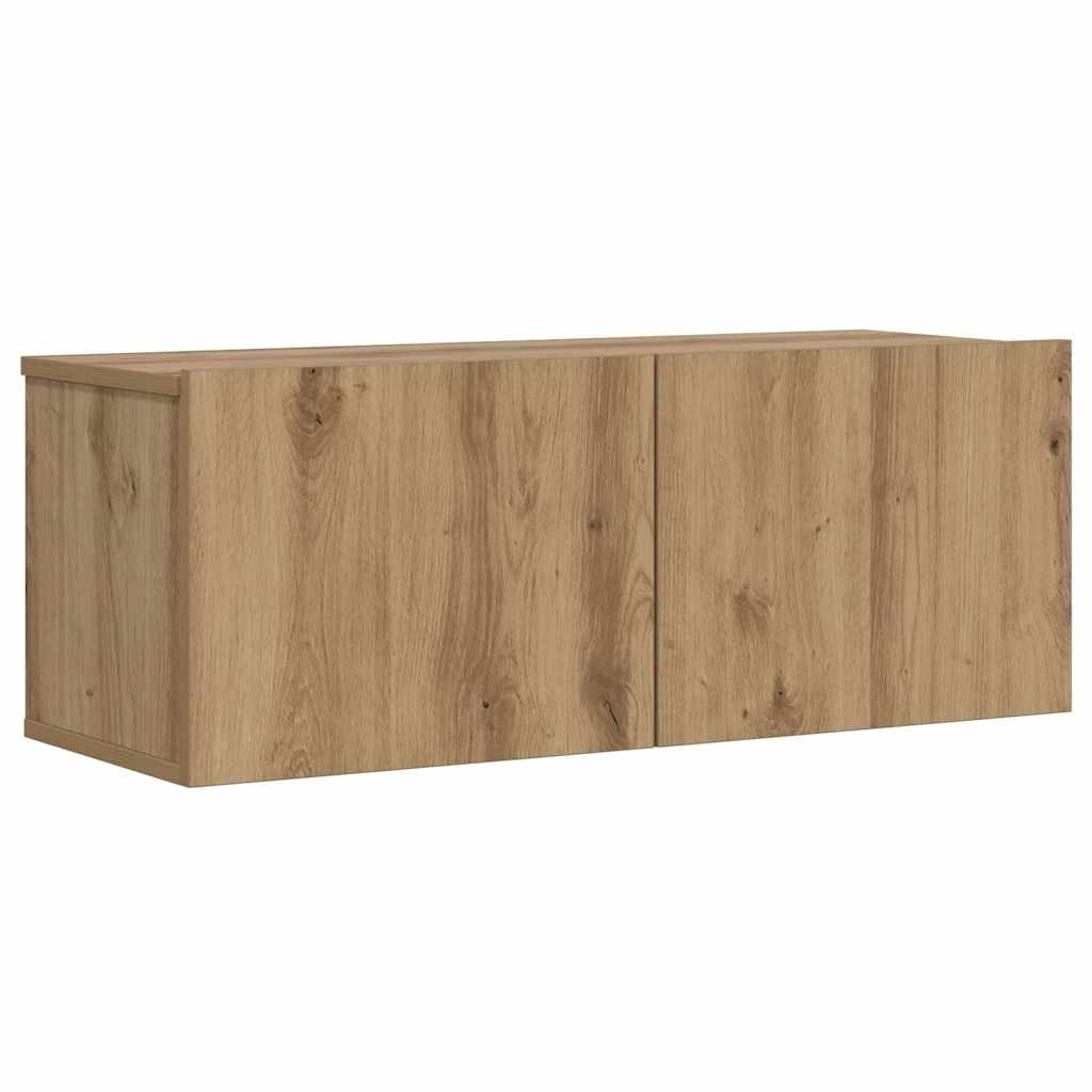 Meuble TV mural chêne artisanal 80x30x30 cm bois d'ingénierie - XIOS