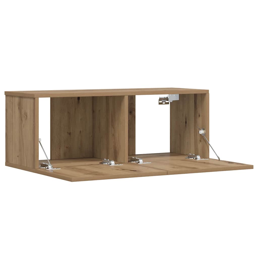 Meuble TV mural chêne artisanal 80x30x30 cm bois d'ingénierie - XIOS