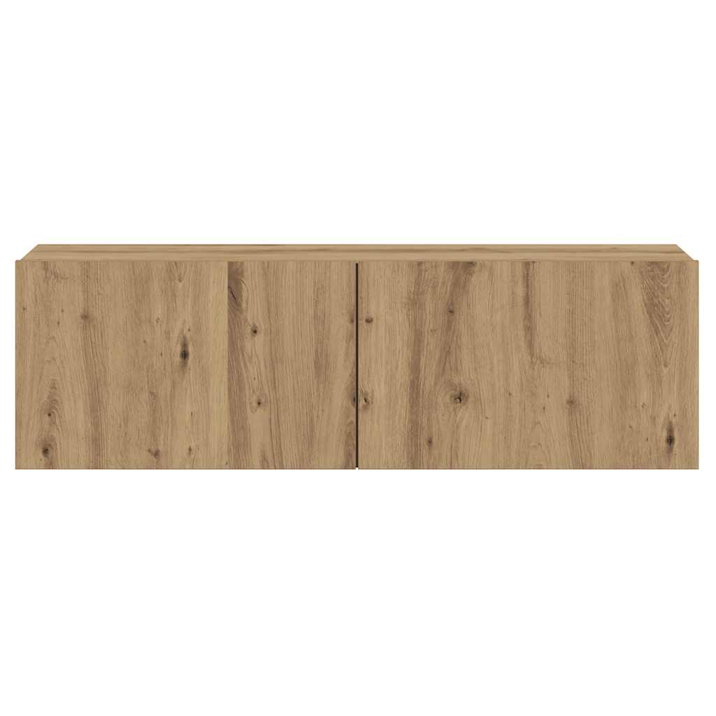 Meuble TV mural chêne artisanal 80x30x30 cm bois d'ingénierie - XIOS