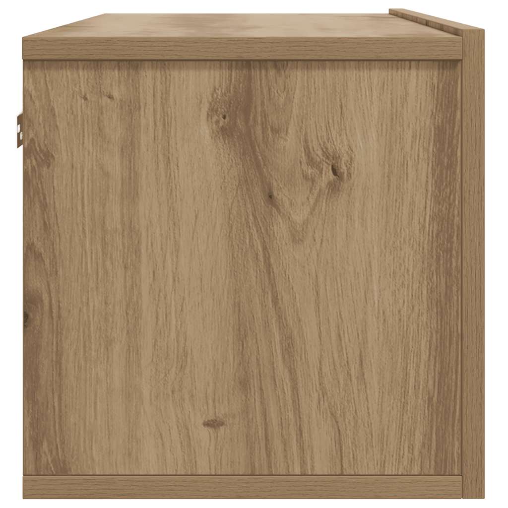 Meuble TV mural chêne artisanal 80x30x30 cm bois d'ingénierie - XIOS