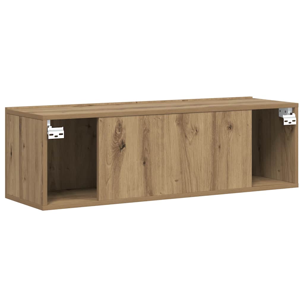 Meuble TV mural chêne artisanal 80x30x30 cm bois d'ingénierie - XIOS