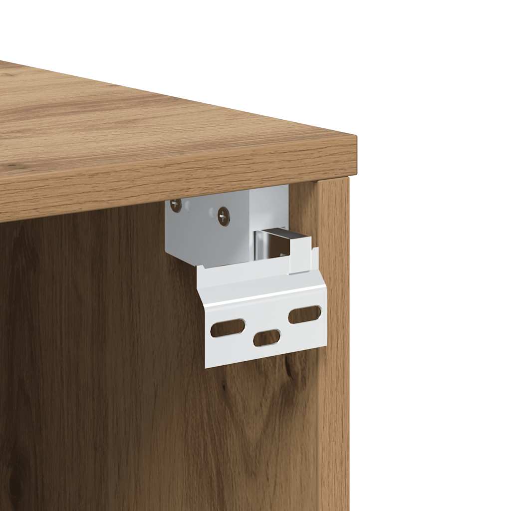 Meuble TV mural chêne artisanal 80x30x30 cm bois d'ingénierie - XIOS