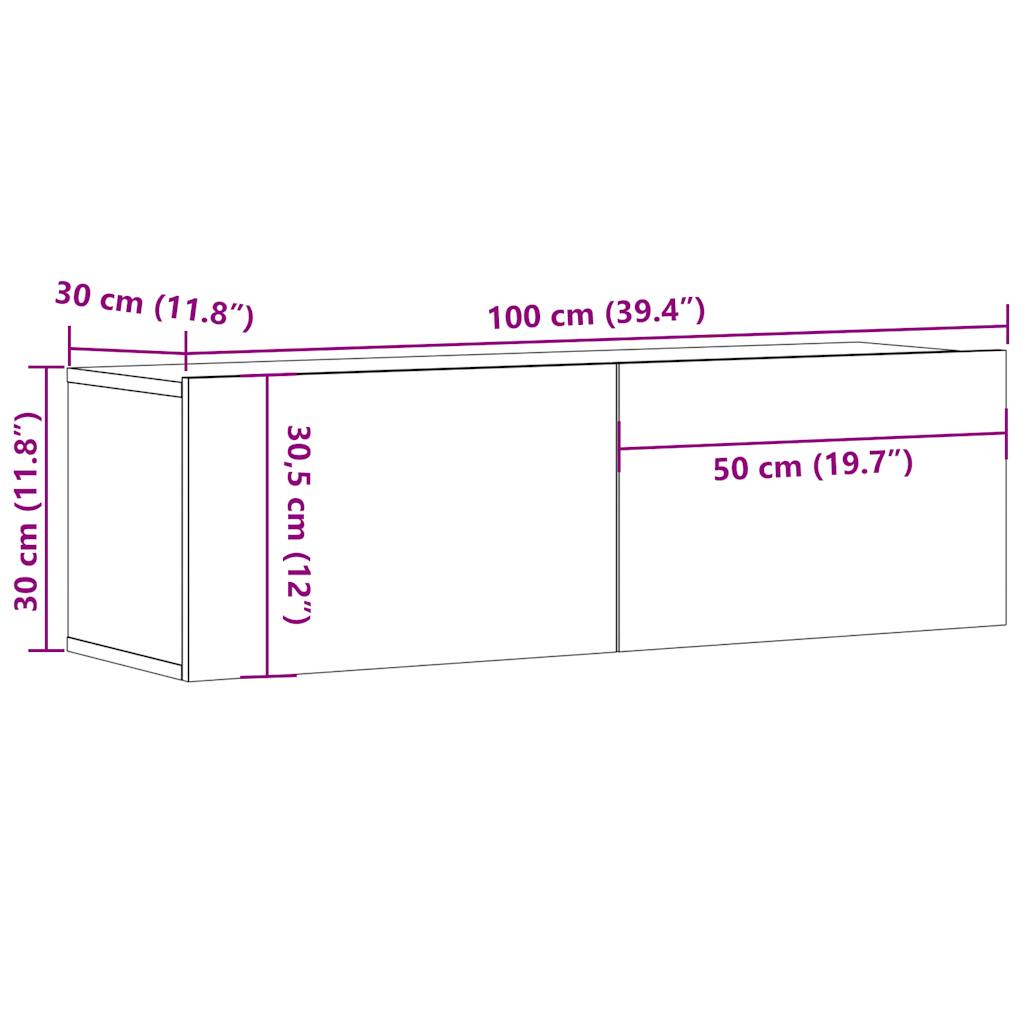 Meuble TV mural vieux bois 100x30x30 cm bois d'ingénierie - XIOS