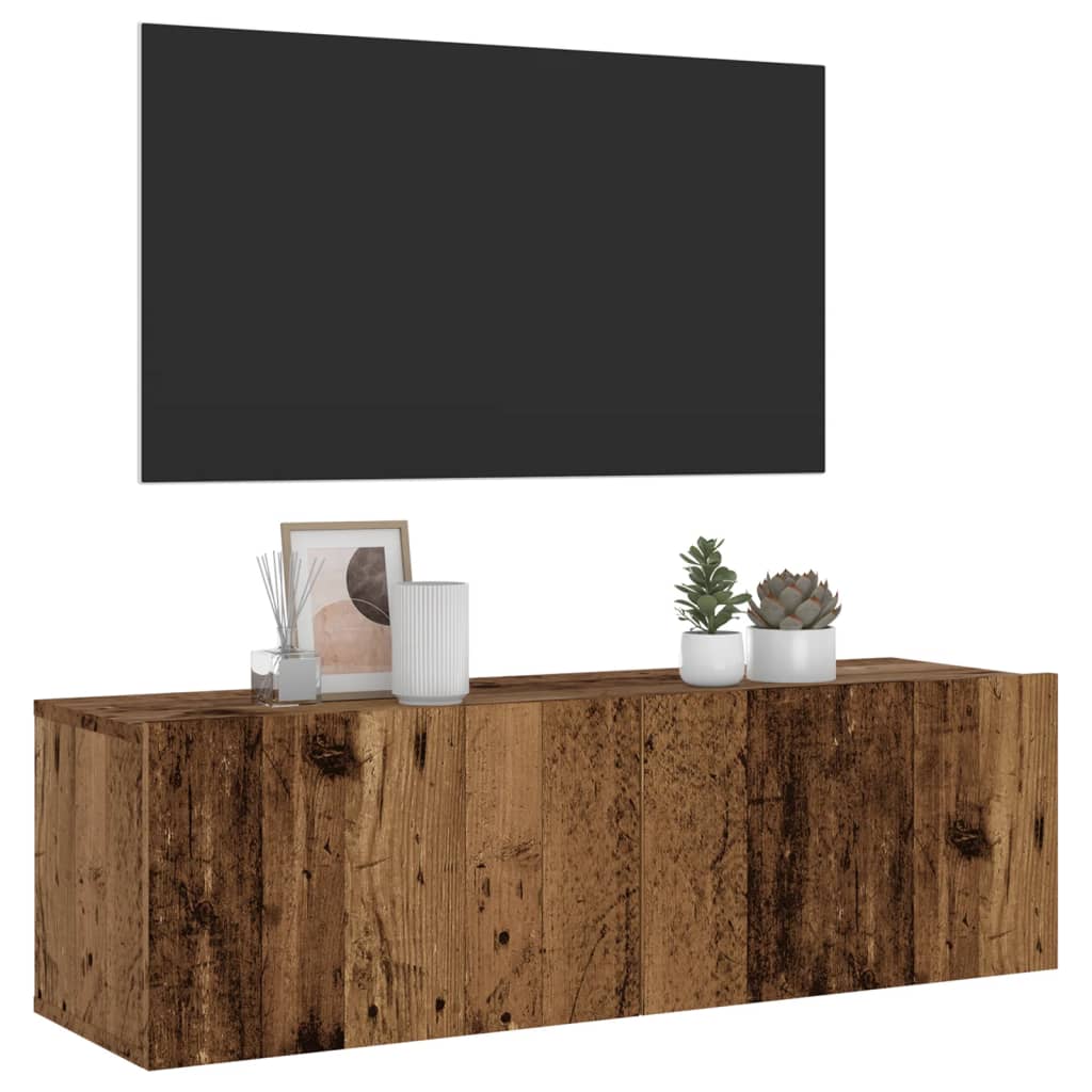 Meuble TV mural vieux bois 100x30x30 cm bois d'ingénierie - XIOS