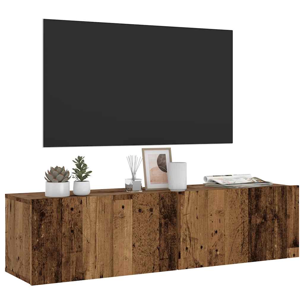 Meuble TV mural vieux bois 120x30x30 cm bois d'ingénierie - XIOS