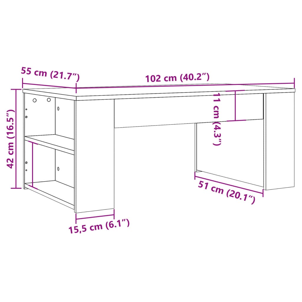 Table basse vieux bois 102x55x42 cm bois d'ingénierie - XIOS