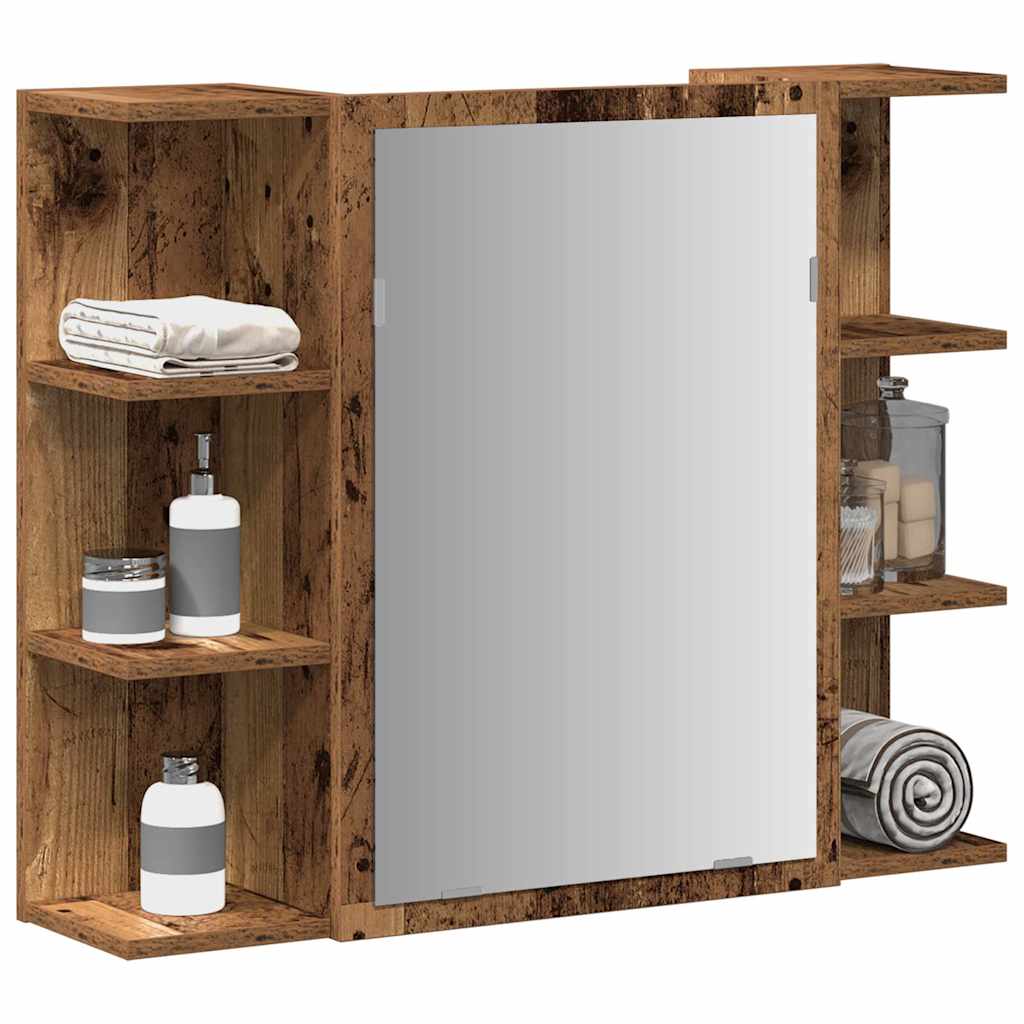 Armoire à miroir de salle de bain vieux bois bois d'ingénierie - XIOS