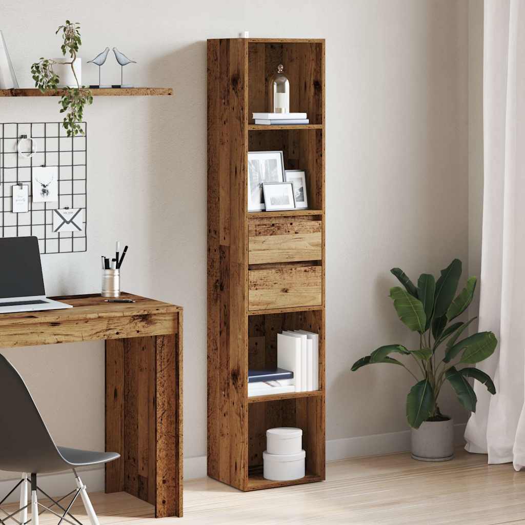 Bibliothèque vieux bois 36x30x171 cm bois d'ingénierie - XIOS