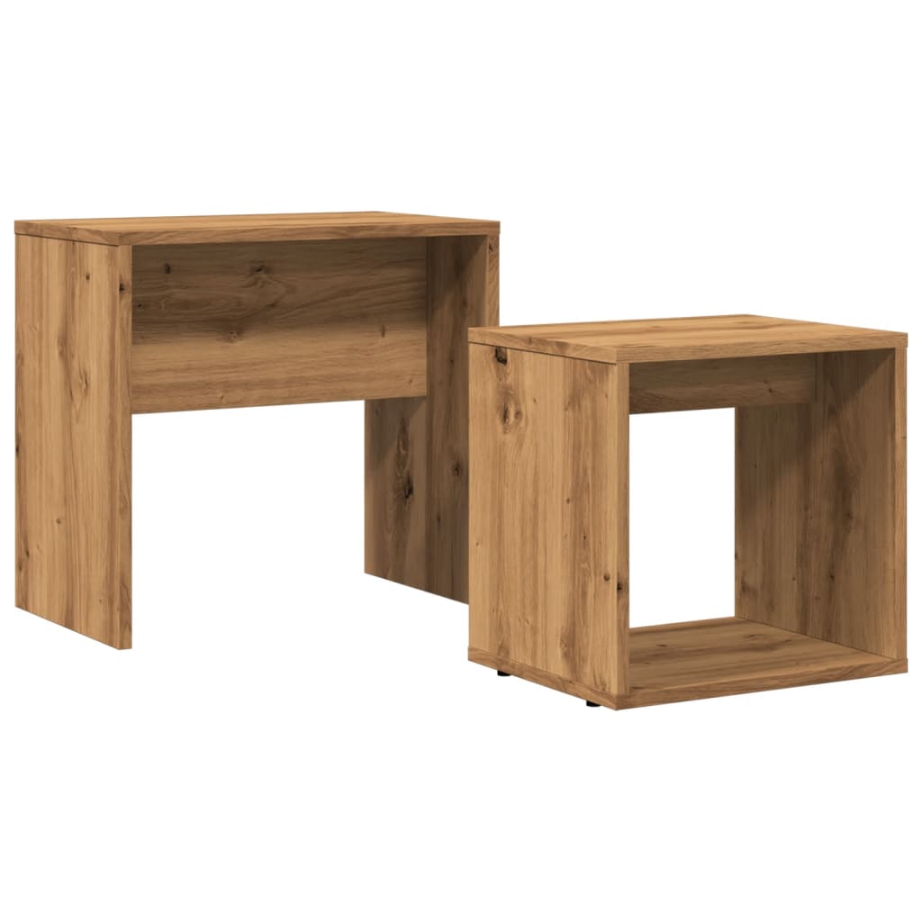 Tables basses gigognes 2 pcs chêne artisanal bois d'ingénierie - XIOS