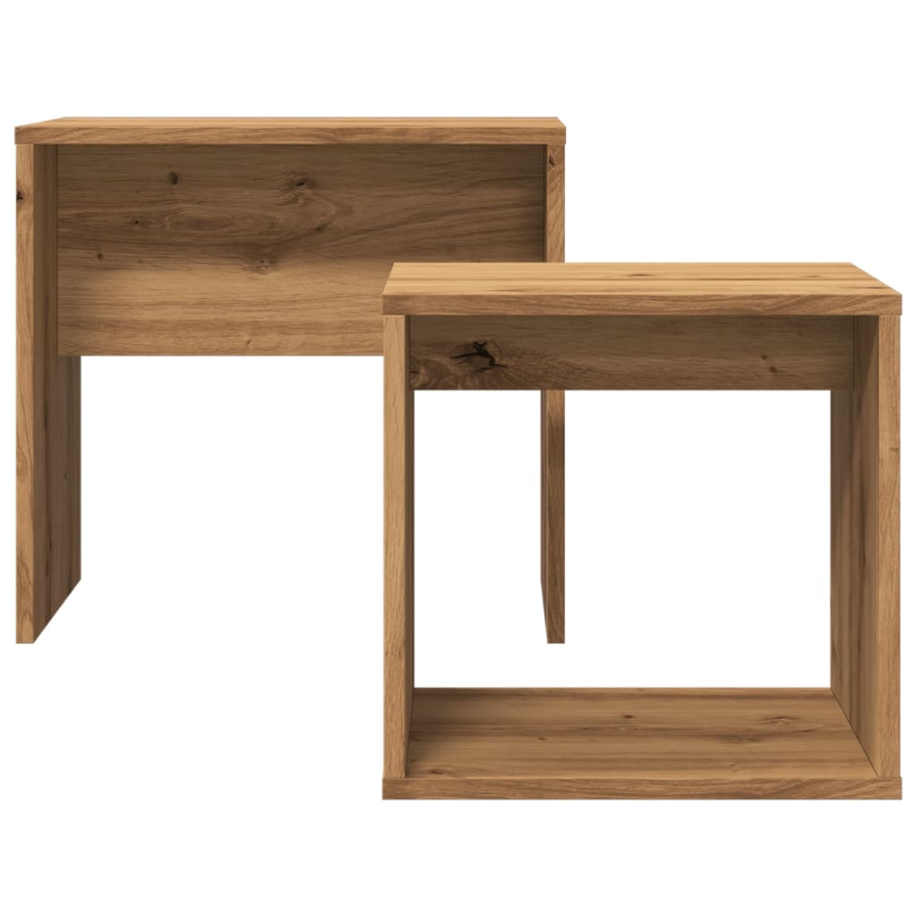 Tables basses gigognes 2 pcs chêne artisanal bois d'ingénierie - XIOS