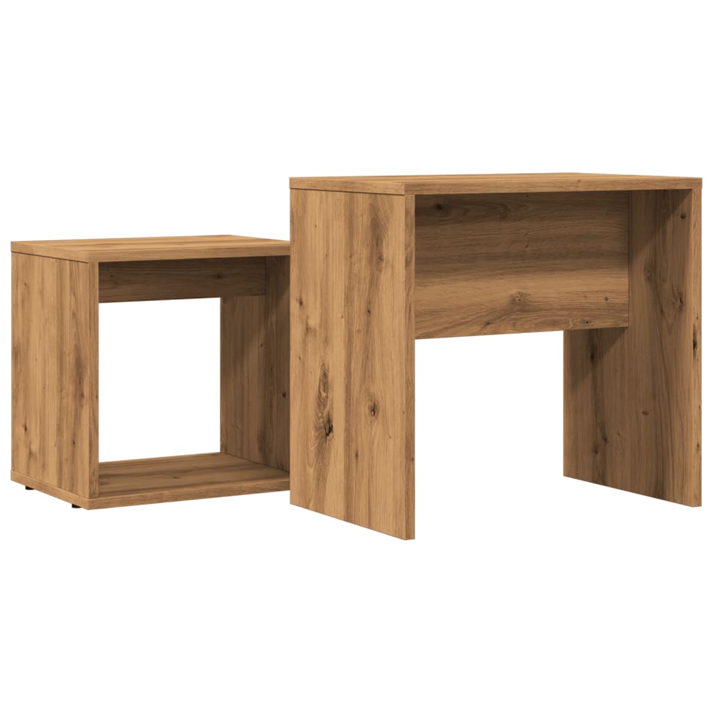 Tables basses gigognes 2 pcs chêne artisanal bois d'ingénierie - XIOS