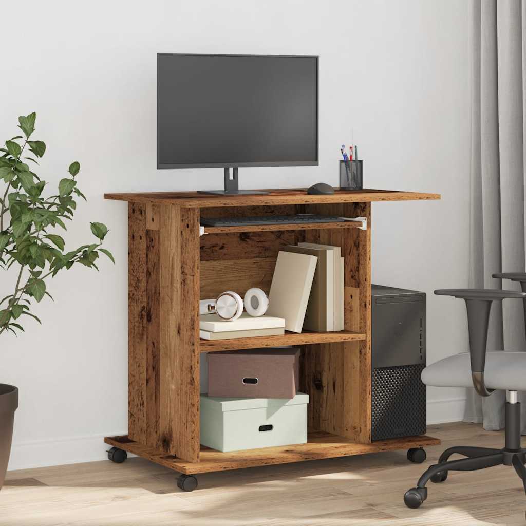 Bureau d'ordinateur vieux bois 80x50x75 cm bois d'ingénierie - XIOS