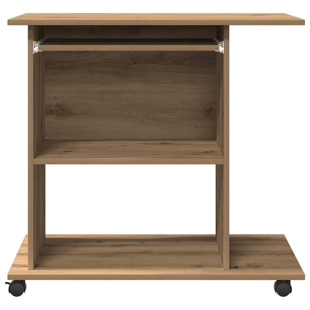 Bureau d'ordinateur chêne artisanal 80x50x75 cm bois ingénierie - XIOS