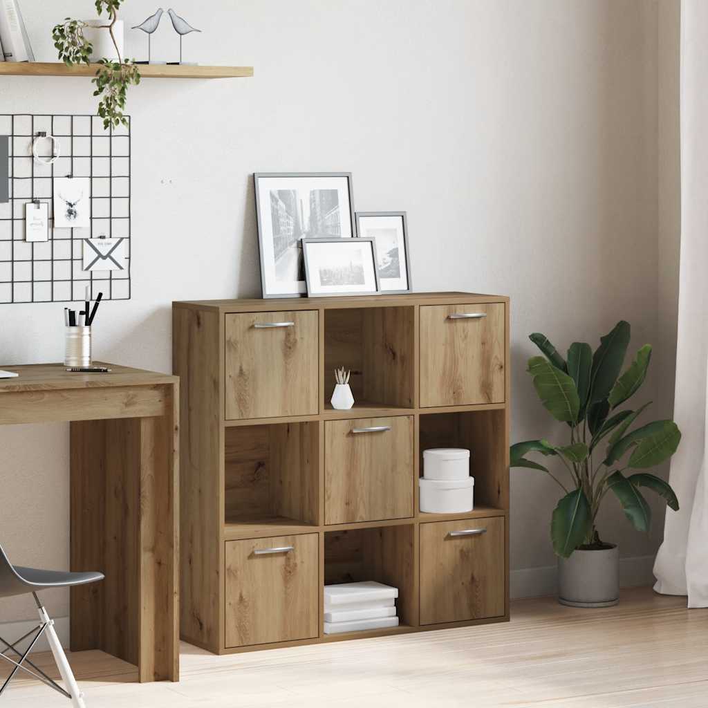 Bibliothèque chêne artisanal 90x28x90 cm bois d'ingénierie - XIOS