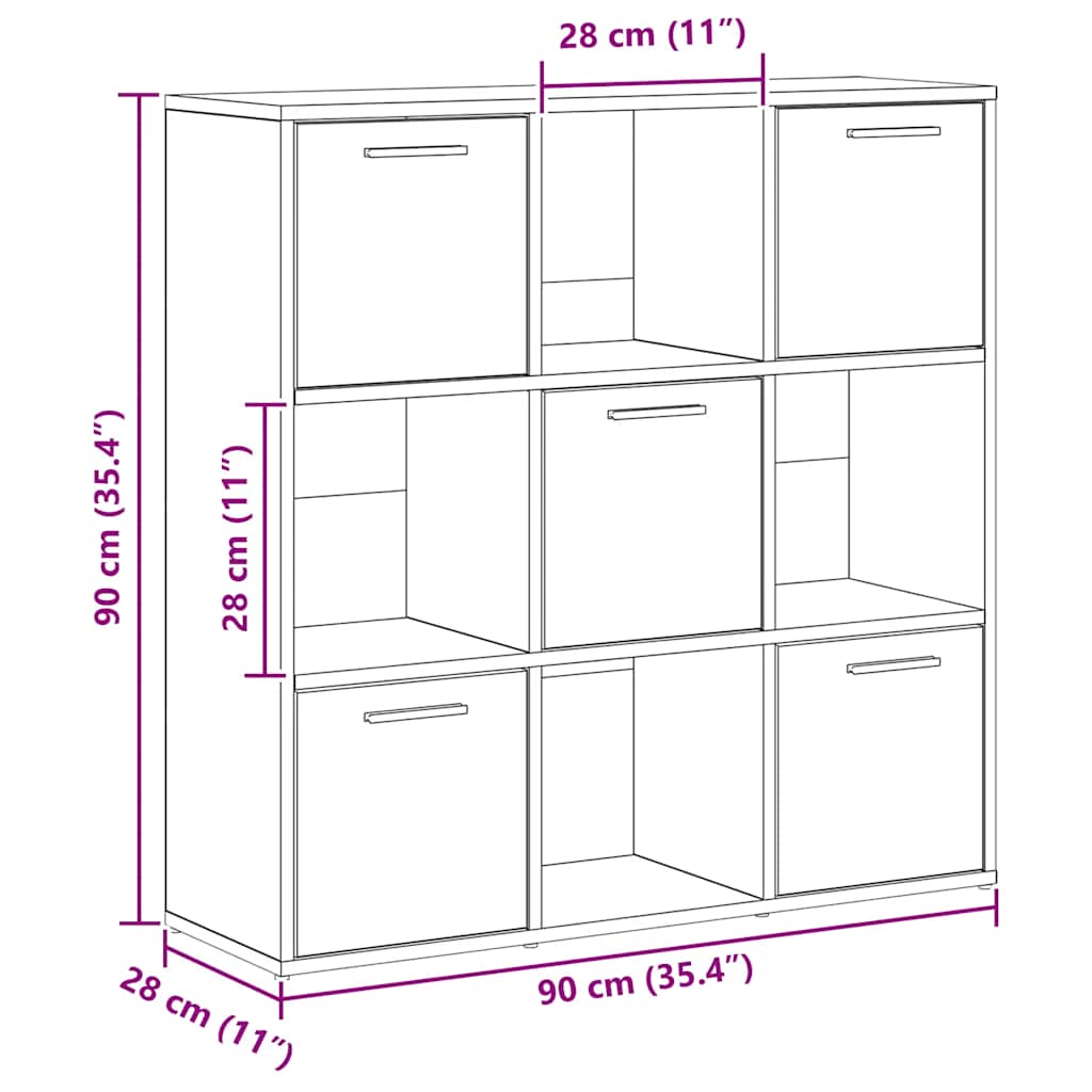 Bibliothèque chêne artisanal 90x28x90 cm bois d'ingénierie - XIOS