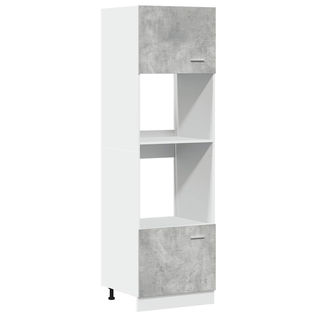 Meuble micro-ondes "Lyon" Gris béton 60 x 57 x 207 cm Bois d'ingénierie