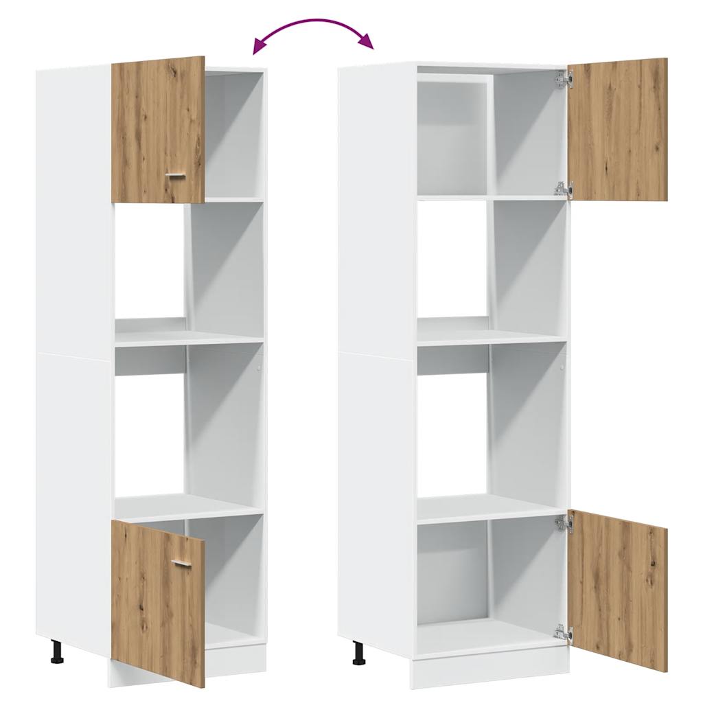 Meuble à micro-ondes "Lyon" Chêne artisanal 60 x 57 x 207 cm Bois d'ingénierie - XIOS