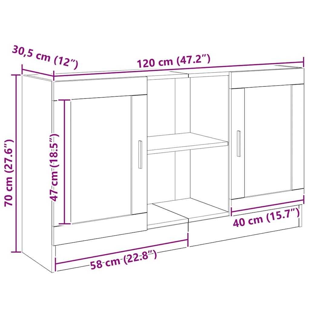 Buffet chêne artisanal 120x30,5x70 cm bois d'ingénierie - XIOS