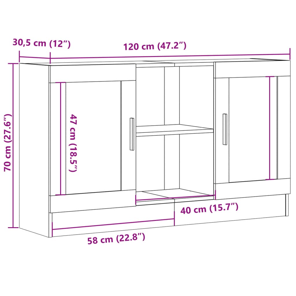 Buffet vieux bois 120x30,5x70 cm bois d'ingénierie - XIOS