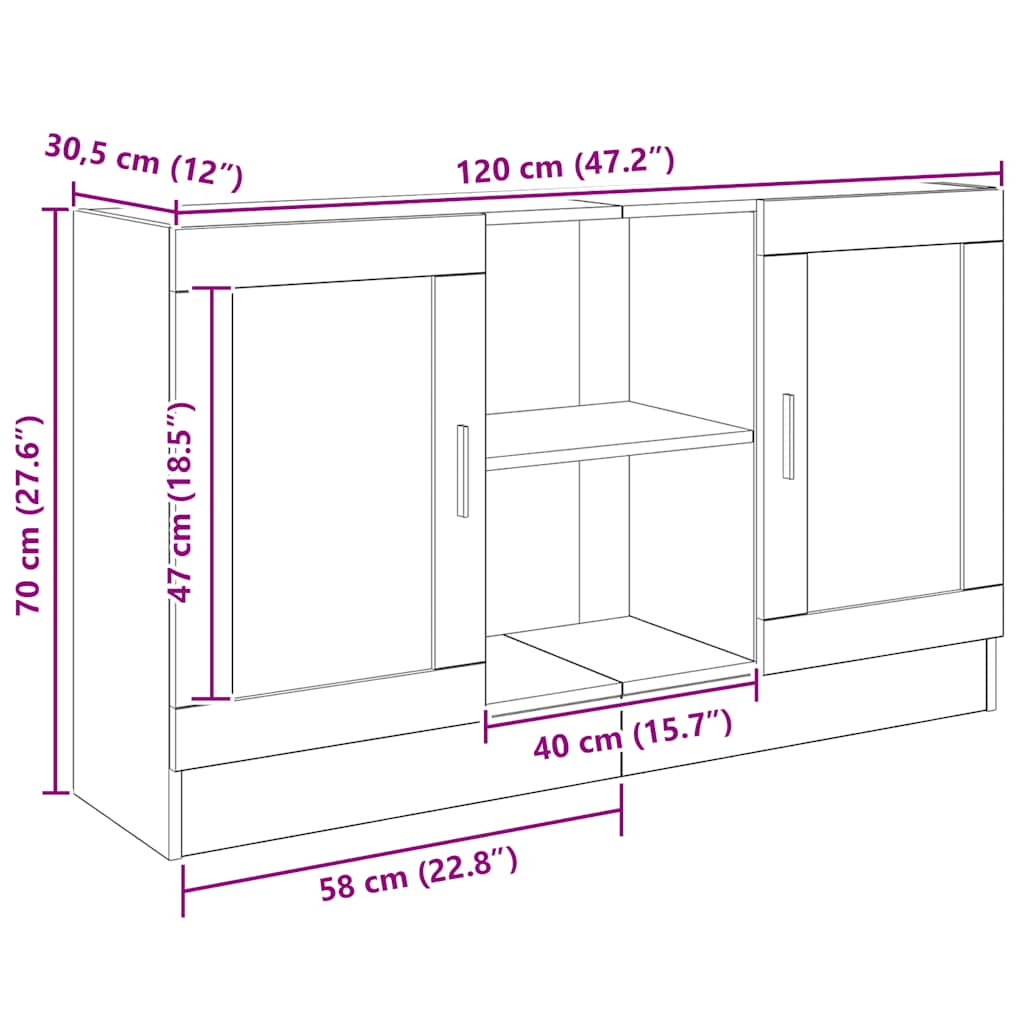 Buffet chêne artisanal 120x30,5x70 cm bois d'ingénierie - XIOS