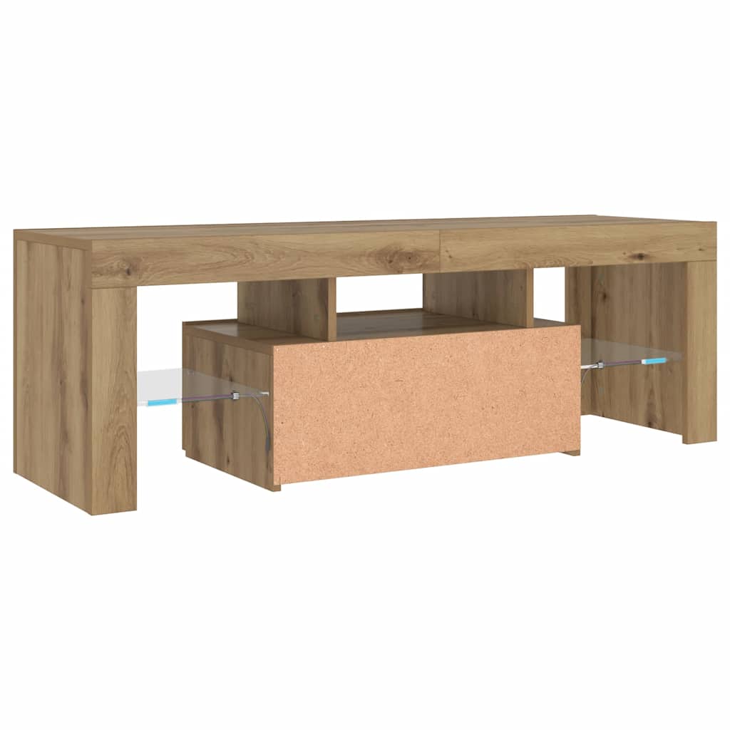 Meuble TV avec lumières LED chêne artisanal bois d'ingénierie - XIOS