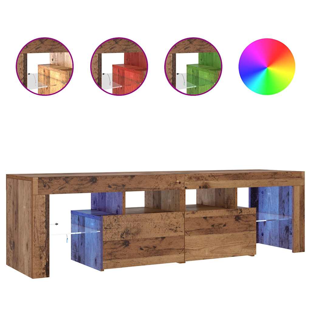 Meuble TV avec lumières LED vieux bois bois d'ingénierie - XIOS