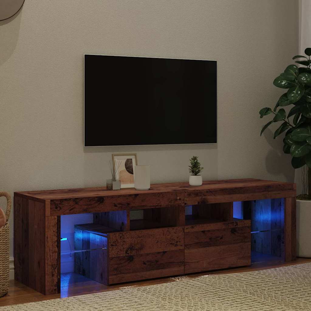 Meuble TV avec lumières LED vieux bois bois d'ingénierie - XIOS