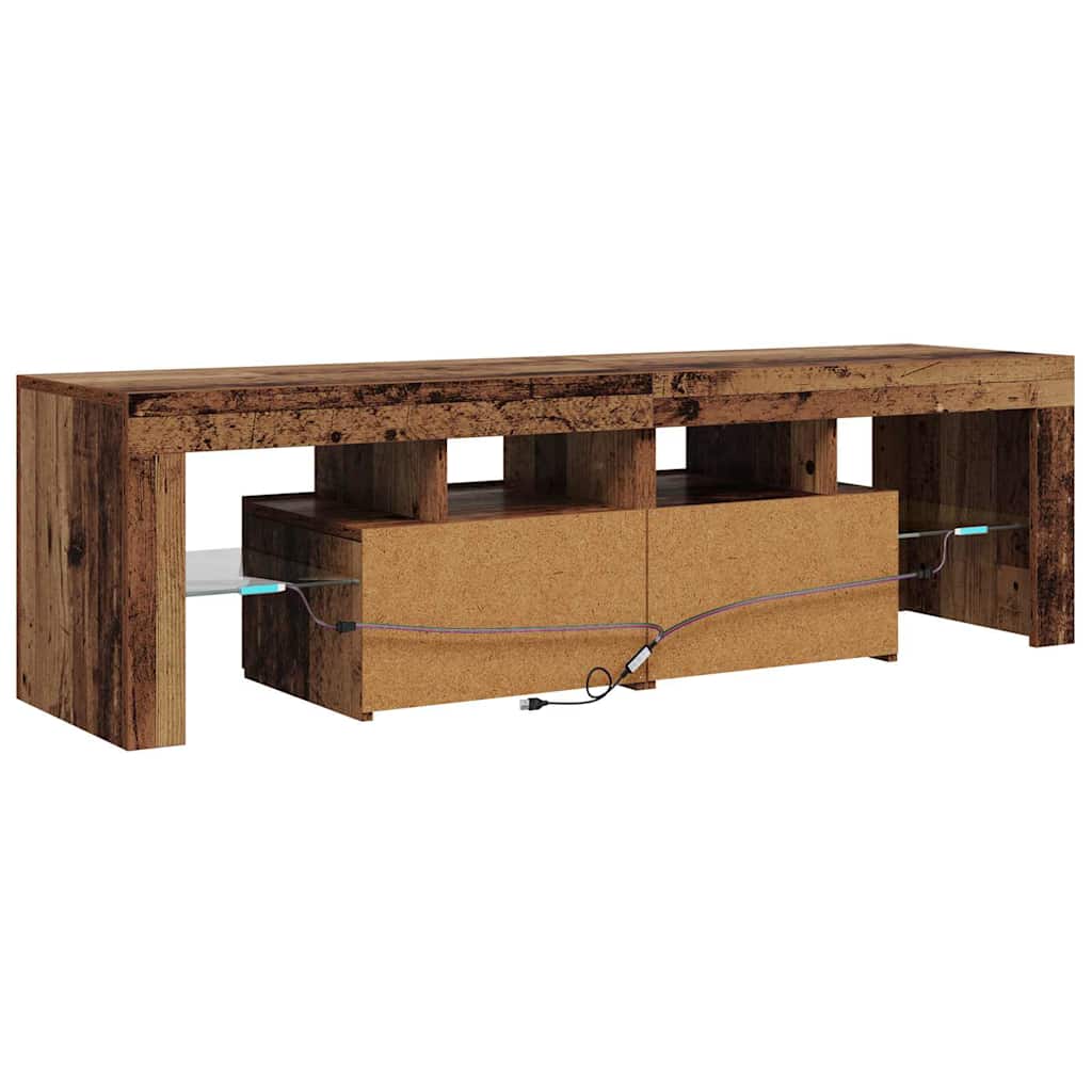 Meuble TV avec lumières LED vieux bois bois d'ingénierie - XIOS