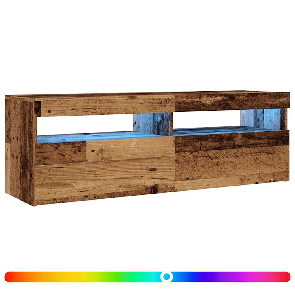 Meuble TV avec lumières LED vieux bois bois d'ingénierie - XIOS
