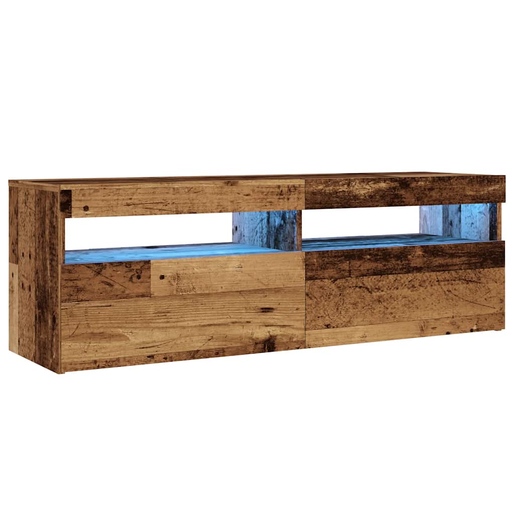 Meuble TV avec lumières LED vieux bois bois d'ingénierie - XIOS