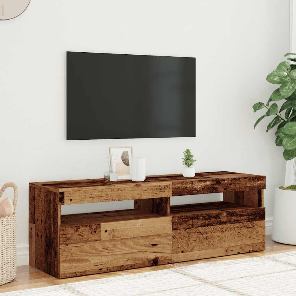 Meuble TV avec lumières LED vieux bois bois d'ingénierie - XIOS