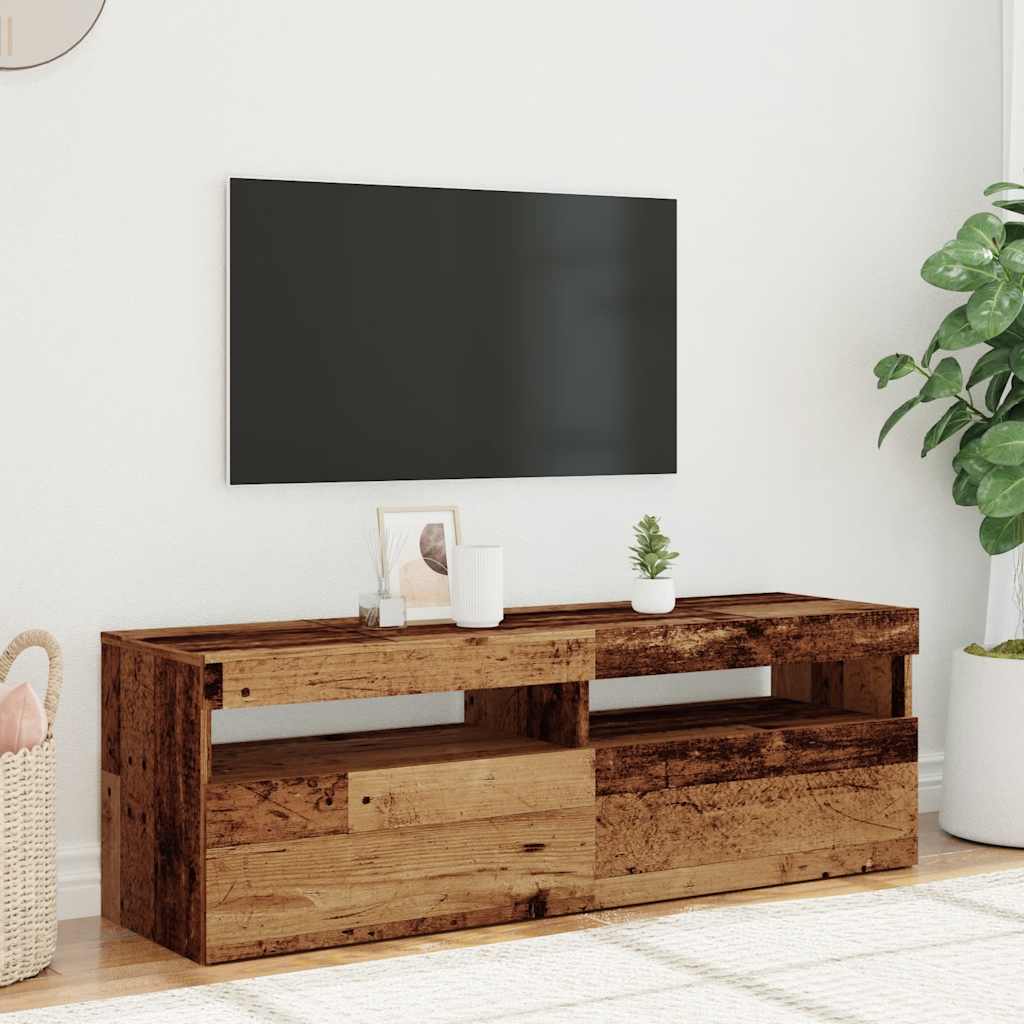 Meuble TV avec lumières LED vieux bois bois d'ingénierie - XIOS