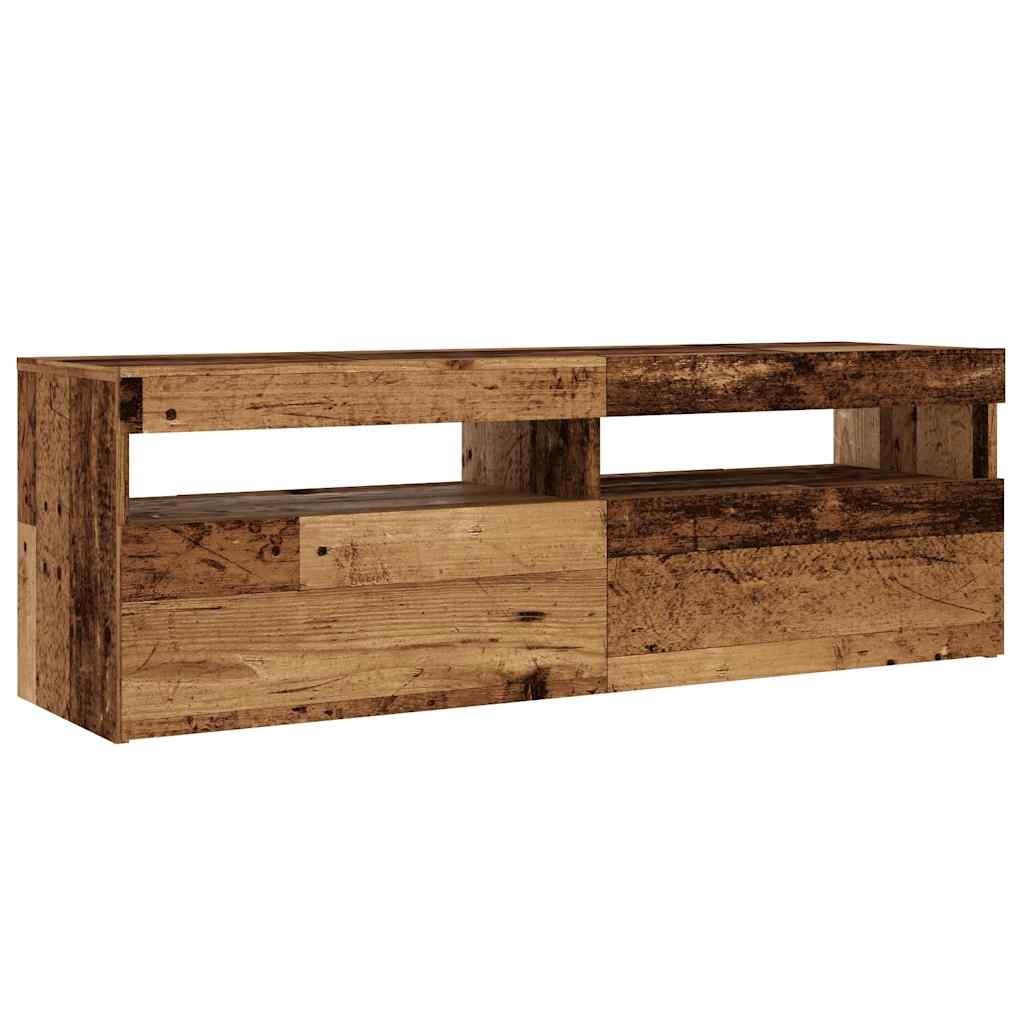 Meuble TV avec lumières LED vieux bois bois d'ingénierie - XIOS