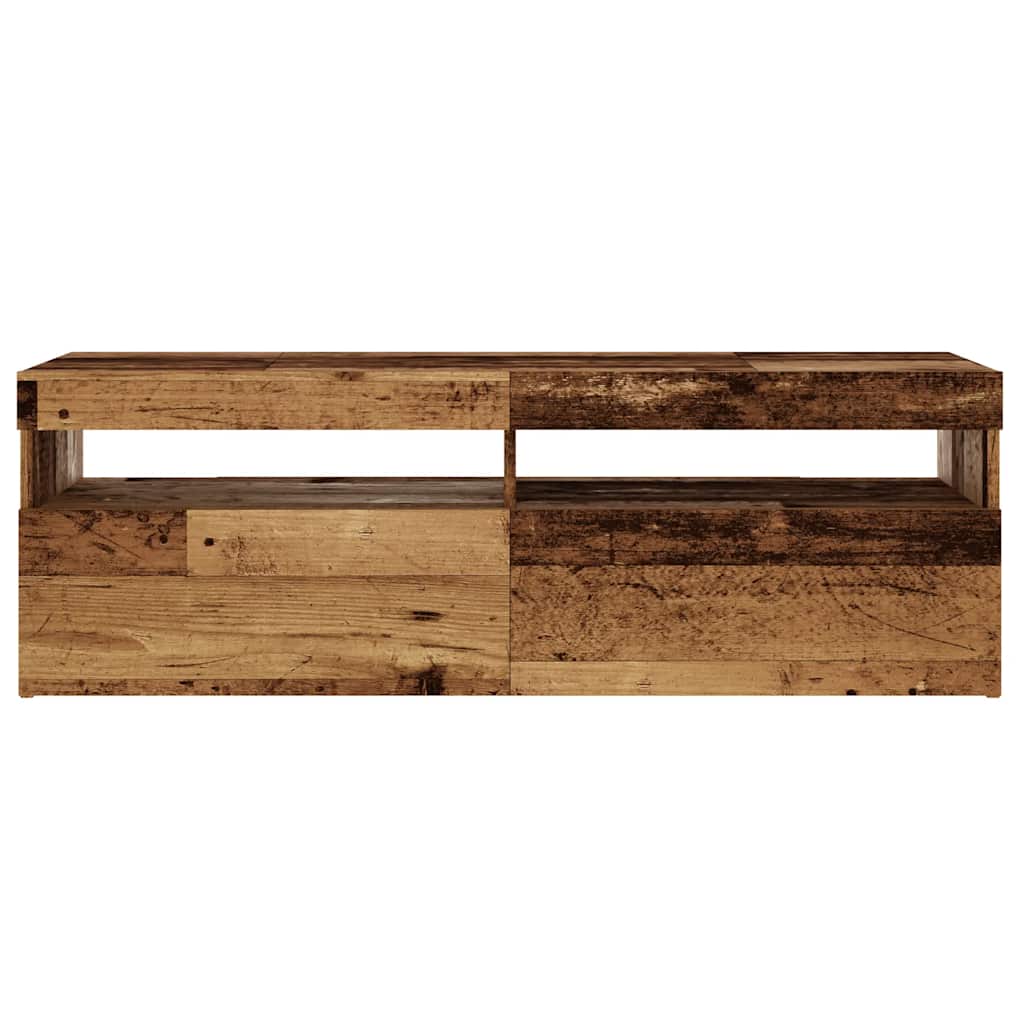 Meuble TV avec lumières LED vieux bois bois d'ingénierie - XIOS