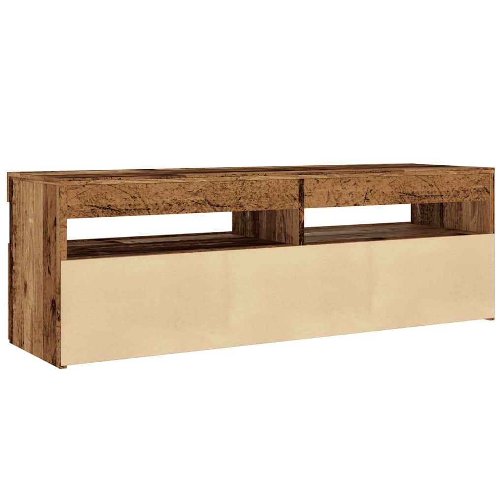 Meuble TV avec lumières LED vieux bois bois d'ingénierie - XIOS