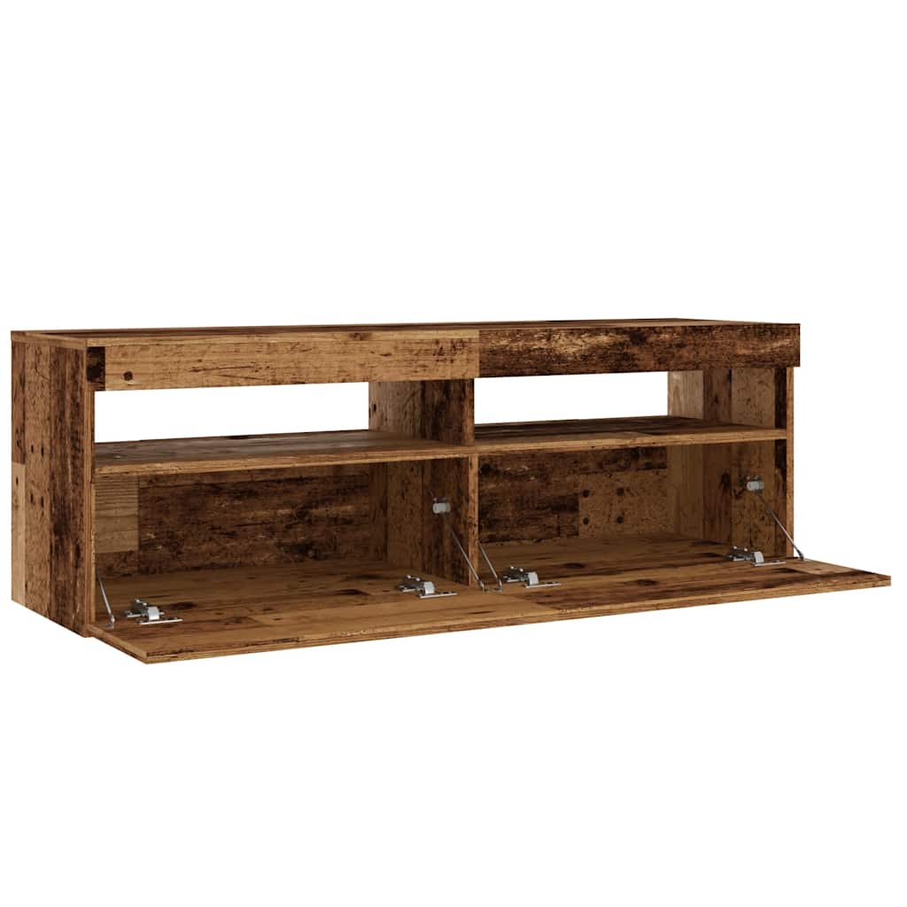 Meuble TV avec lumières LED vieux bois bois d'ingénierie - XIOS