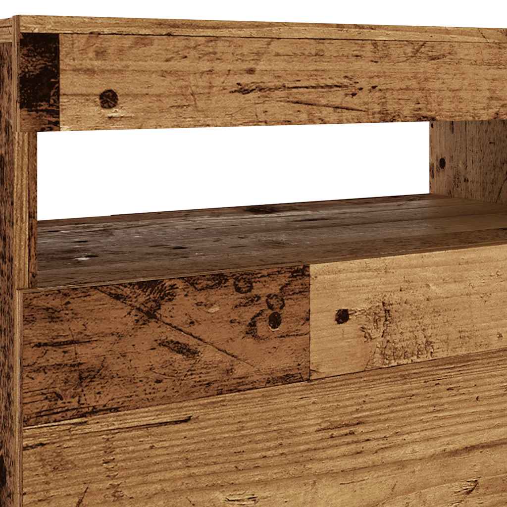 Meuble TV avec lumières LED vieux bois bois d'ingénierie - XIOS