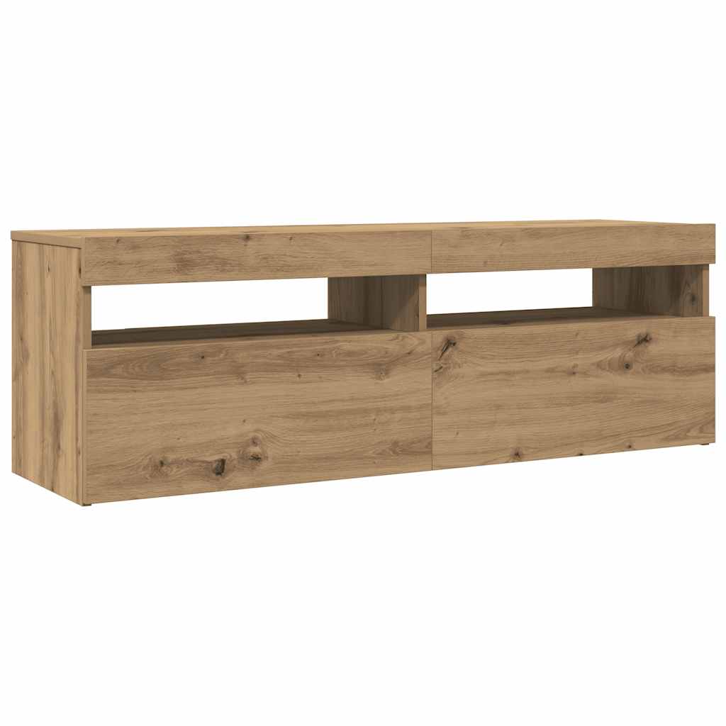 Meuble TV avec lumières LED chêne artisanal bois d'ingénierie - XIOS