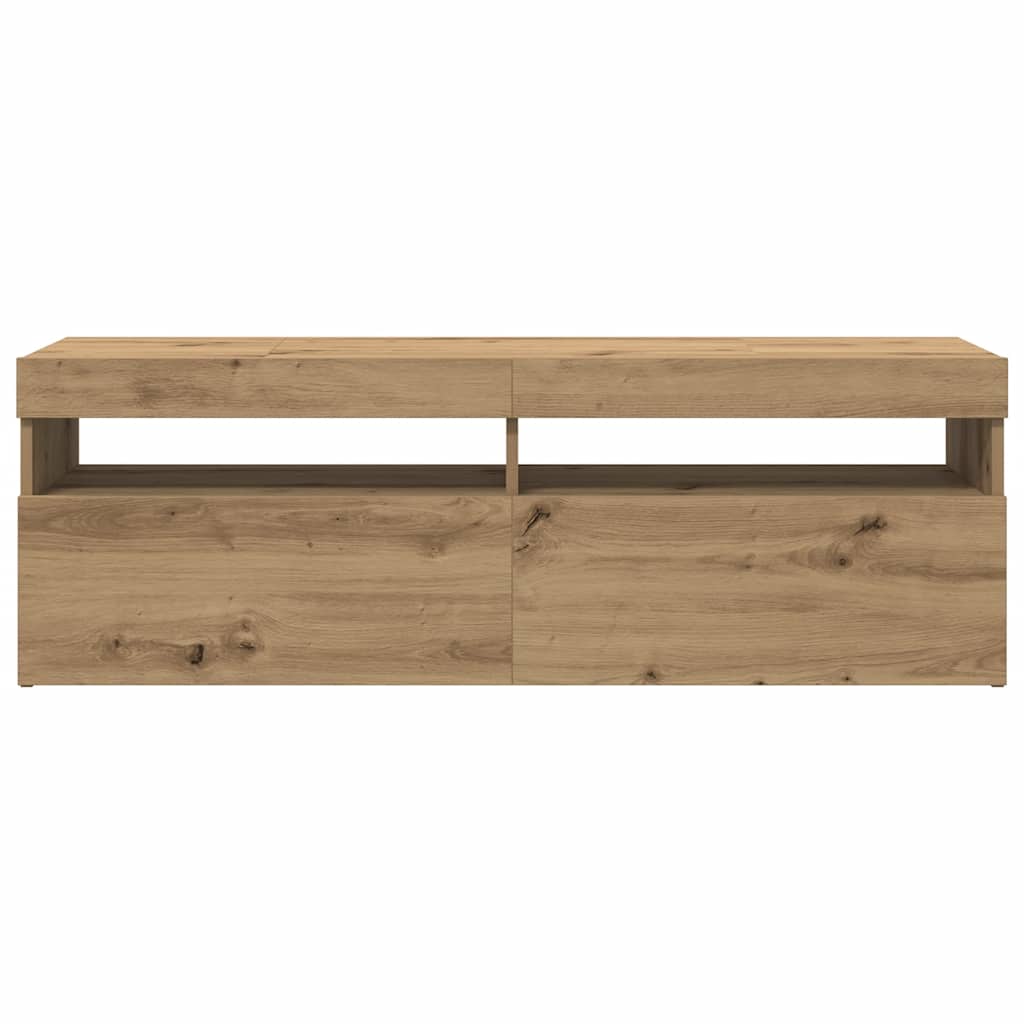 Meuble TV avec lumières LED chêne artisanal bois d'ingénierie - XIOS