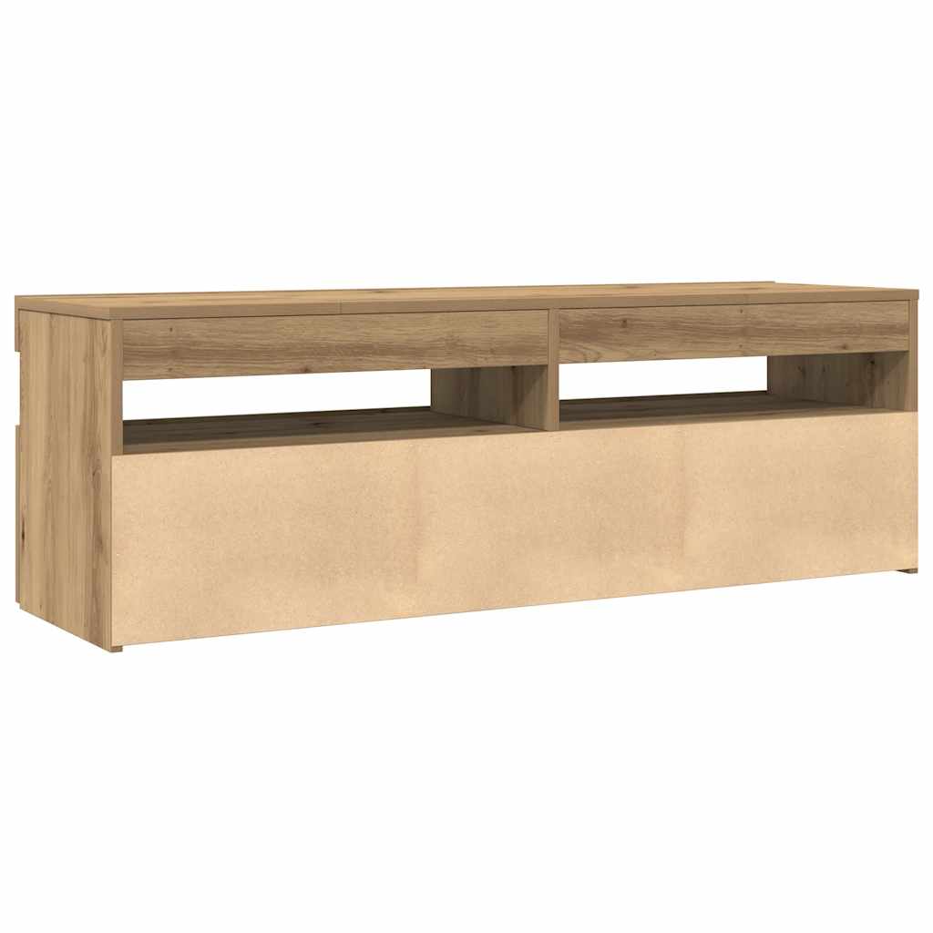 Meuble TV avec lumières LED chêne artisanal bois d'ingénierie - XIOS