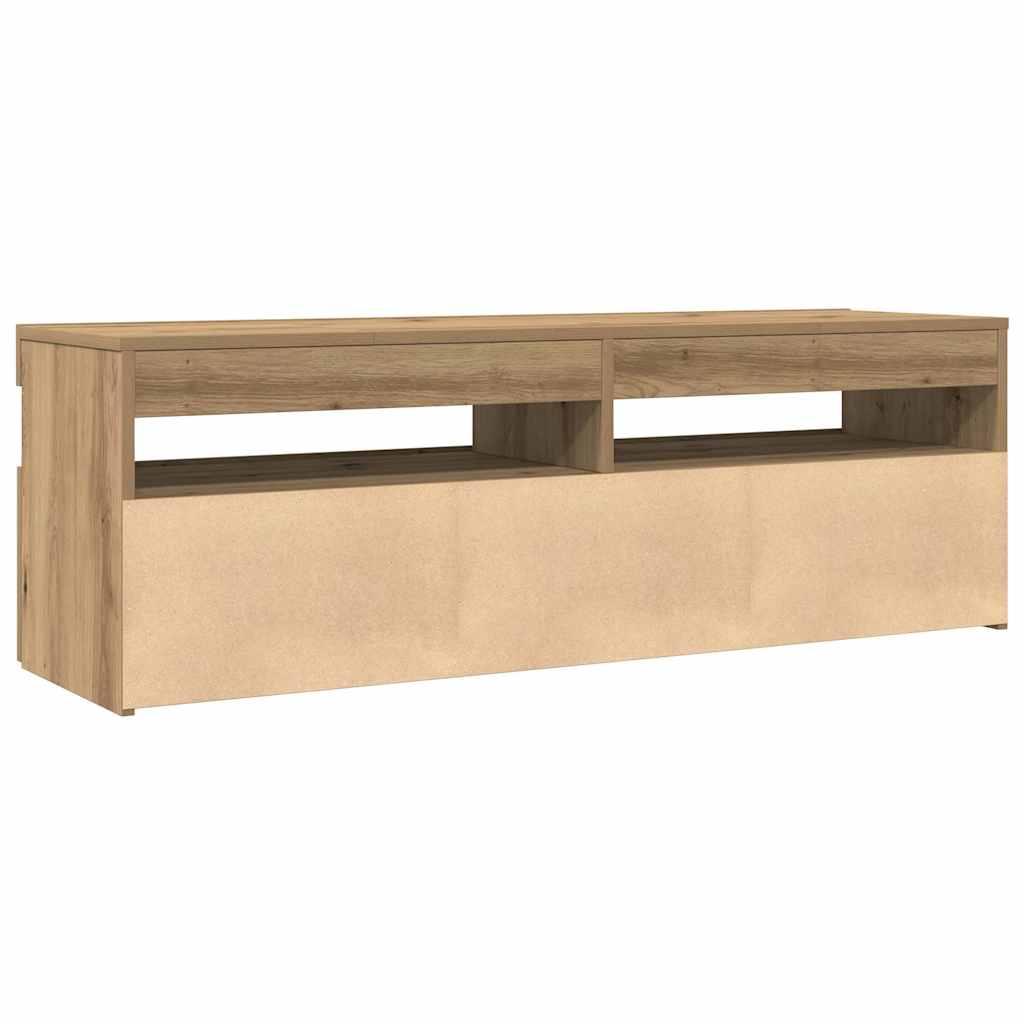 Meuble TV avec lumières LED chêne artisanal bois d'ingénierie - XIOS