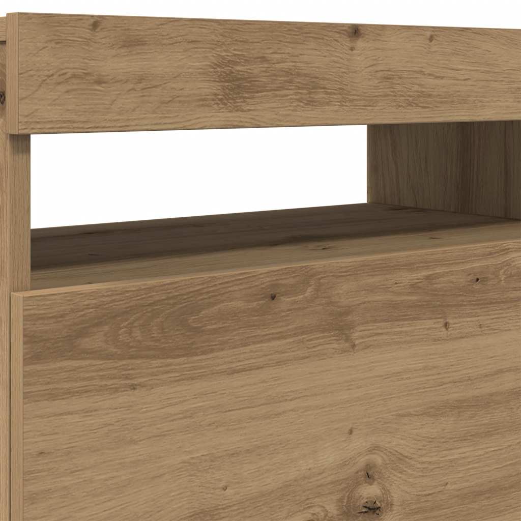 Meuble TV avec lumières LED chêne artisanal bois d'ingénierie - XIOS
