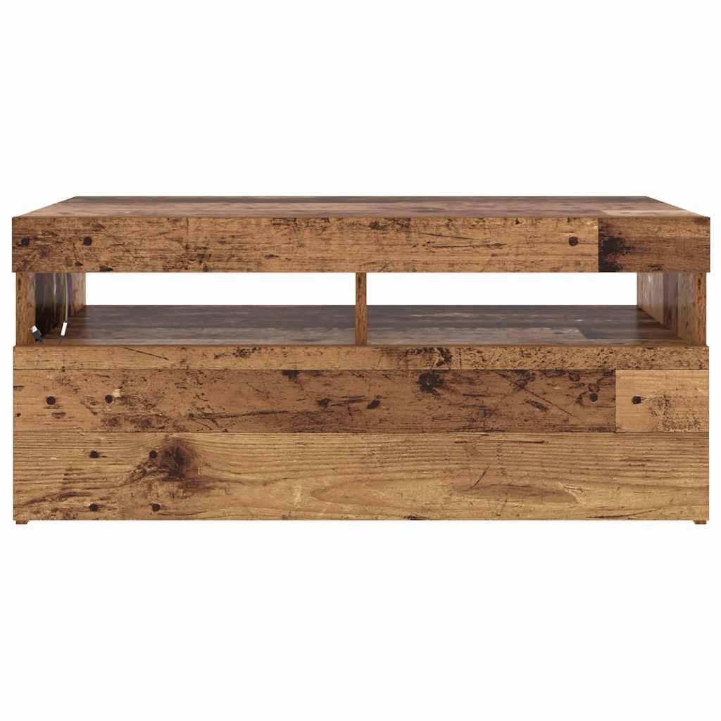 Meuble TV avec lumières LED vieux bois bois d'ingénierie - XIOS