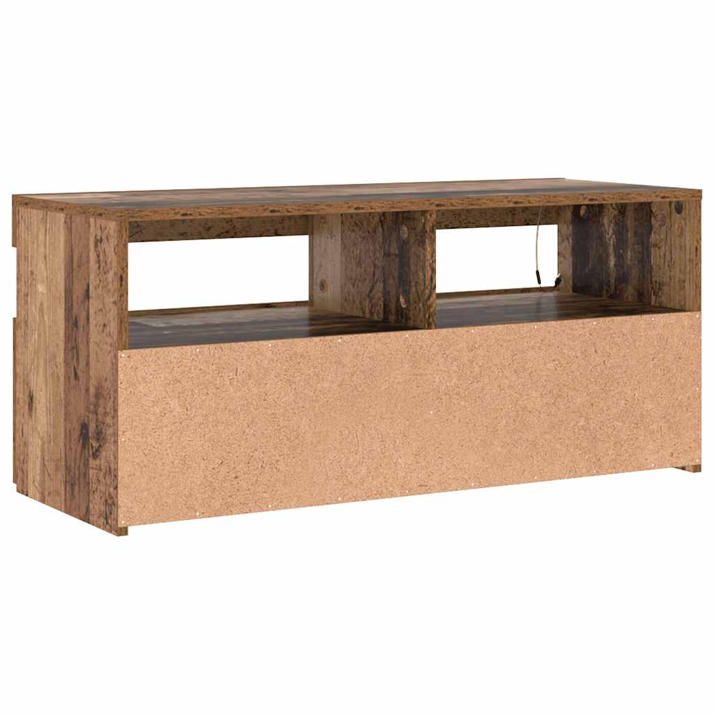 Meuble TV avec lumières LED vieux bois bois d'ingénierie - XIOS